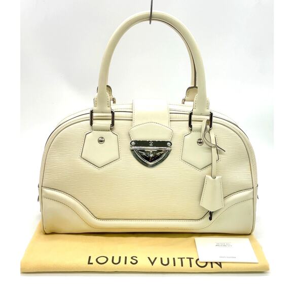 Authentic Louis Vuitton Epi Ivory Bowling Montaigne GM M5931J Handbag - Picture 1 of 15